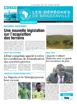 Les Dépêches de Brazzaville : Édition brazzaville du 26 juin 2018