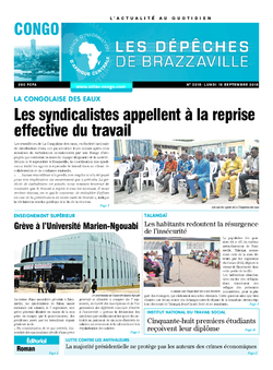 Les Dépêches de Brazzaville : Édition brazzaville du 10 septembre 2018