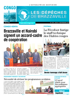 Les Dépêches de Brazzaville : Édition brazzaville du 13 septembre 2018
