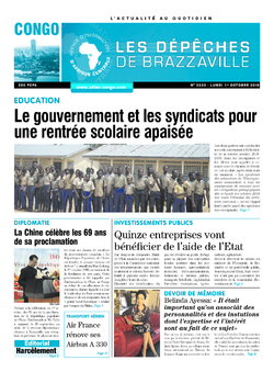 Les Dépêches de Brazzaville : Édition brazzaville du 01 octobre 2018
