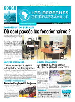 Les Dépêches de Brazzaville : Édition brazzaville du 09 octobre 2018