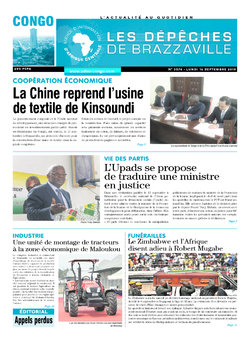 Les Dépêches de Brazzaville : Édition brazzaville du 16 septembre 2019