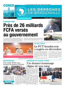 Les Dépêches de Brazzaville : Édition brazzaville du 01 octobre 2019