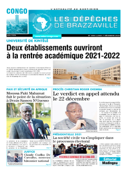 Les Dépêches de Brazzaville : Édition brazzaville du 07 décembre 2020