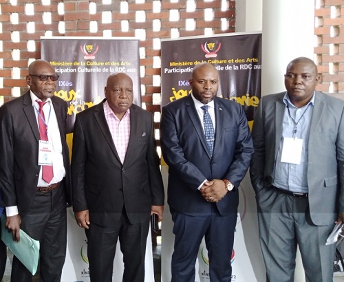  Didier Tshiyoyo (Haut représentant du Chef de l’Etat au Comité d’organisation des IXes Jeux de la Francophonie), Zénon Kabamba (Directeur chargé des sports et santé) entourés de Michel Ngongo et Frédéric Ngandu (chargé du volet culture du comité d’organisation) (Adiac)