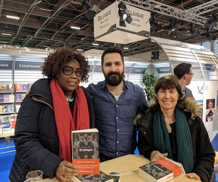 Dominique Loubao responsable du Prix Senghor à gauche avec ses partenaires du Centre Wallonie Bruxelles