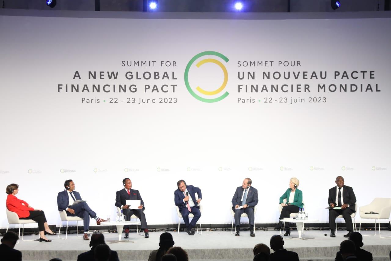 Le président Denis Sassou N'Guesso lors de la table ronde Une nouvelle méthode : les partenariats pour une croissance verte au Sommet du nouveau pacte financier, Paris, juin 2023