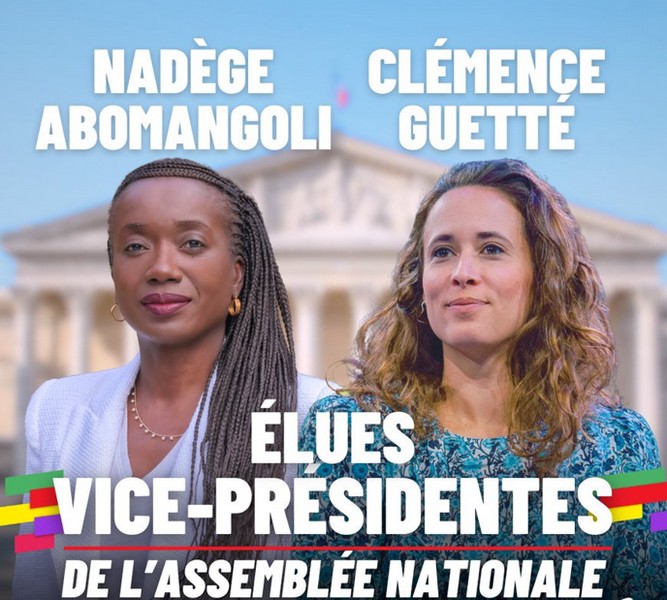 Nadège Abomangoli et Clémence Guetté, vice-présidentes Assemblée nationale française élues le 19 juillet 2024