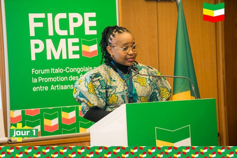 La ministre congolaise des PME et de l'Artisanat, Jacqueline Lydia Mikolo au forum Italie-Congo 2024