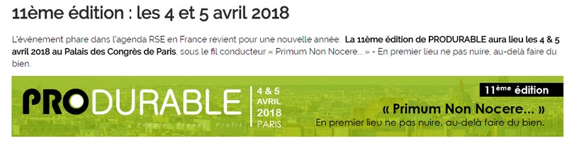 Visuel Salon PRODURABLE 2018